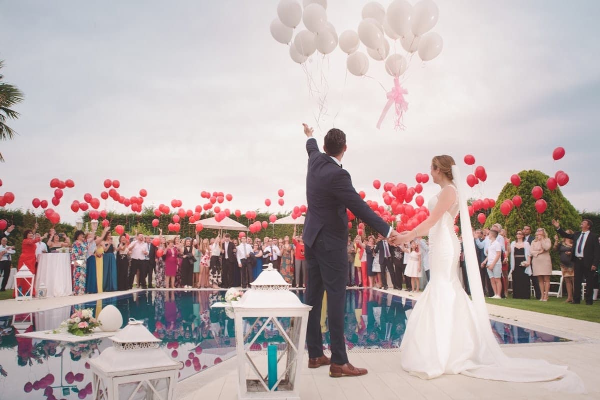 An intimate wedding ceremony set up at a villa