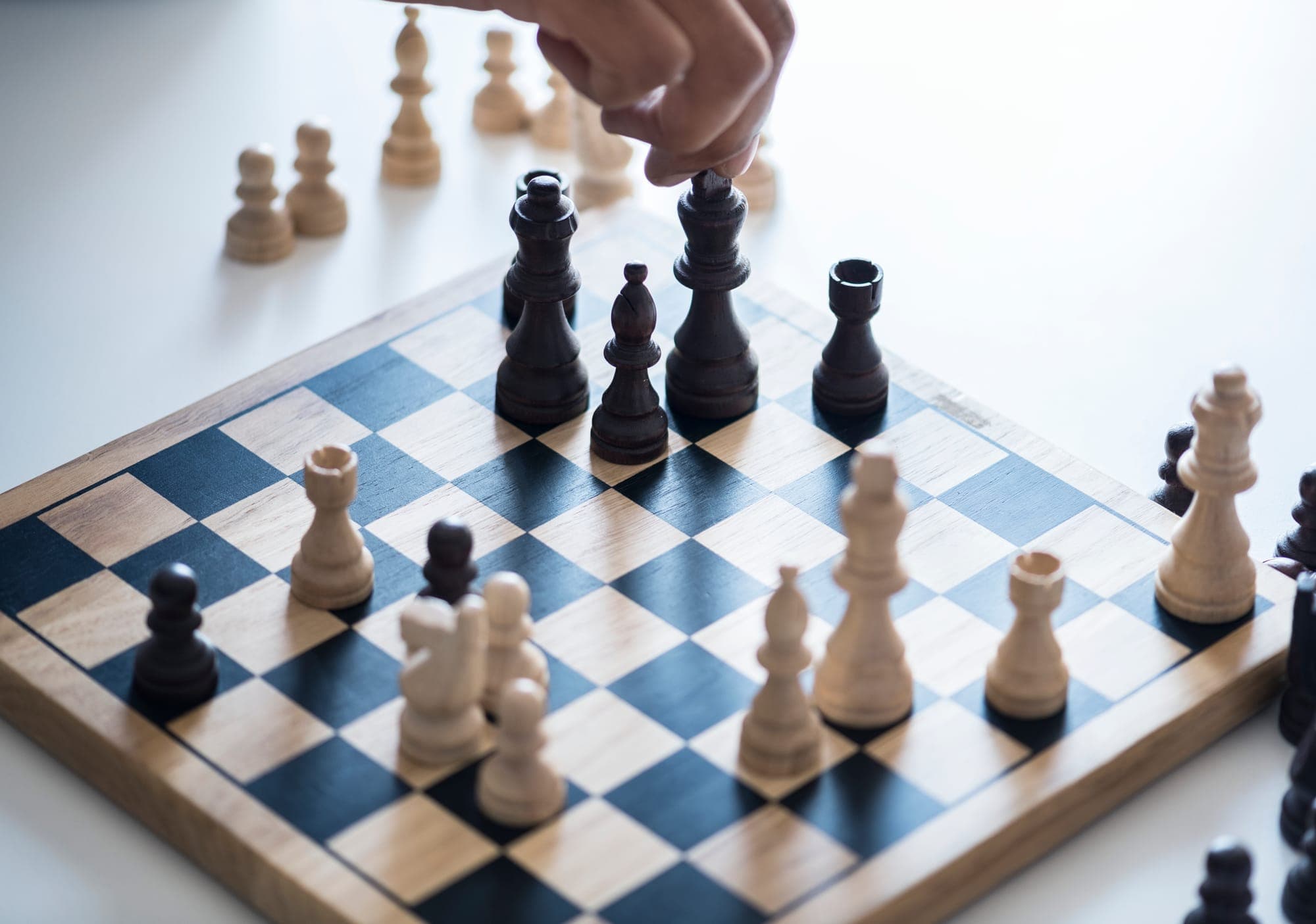 A game of chess set up at Anam Villa