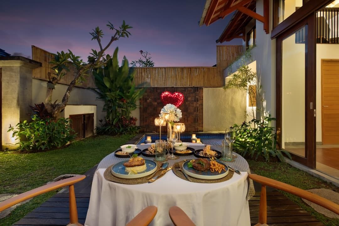 A romantic private dinner setting for two