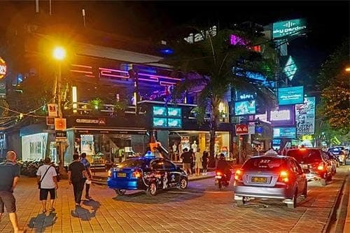 Seminyak's Eat Street, Jalan Laksmana, after dark