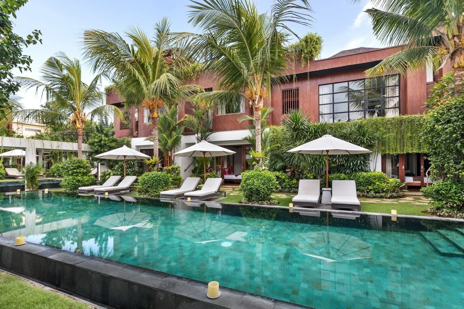 The pool deck at Anam Villa