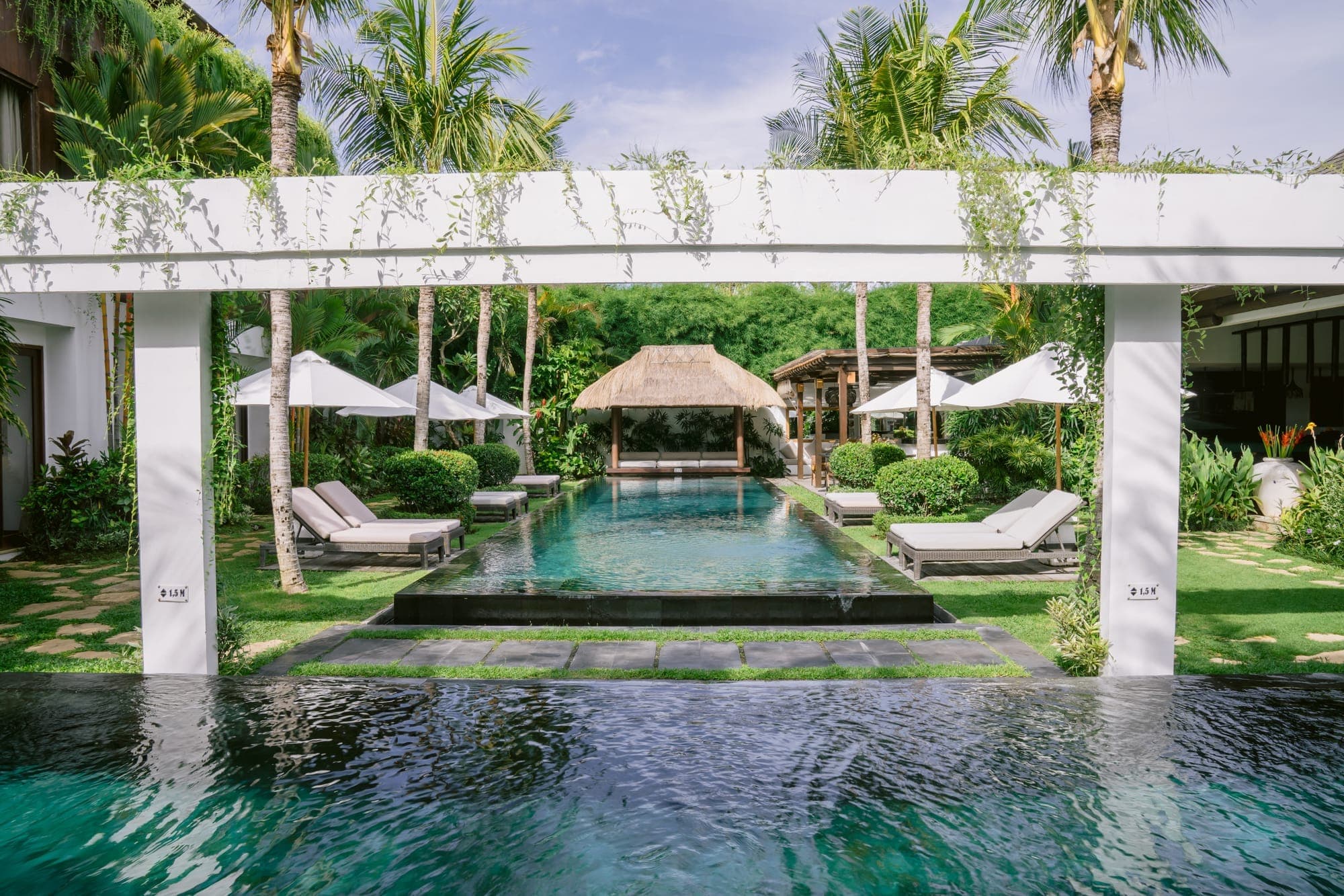 The gazebo at the end of Anam Villa's mirror pool